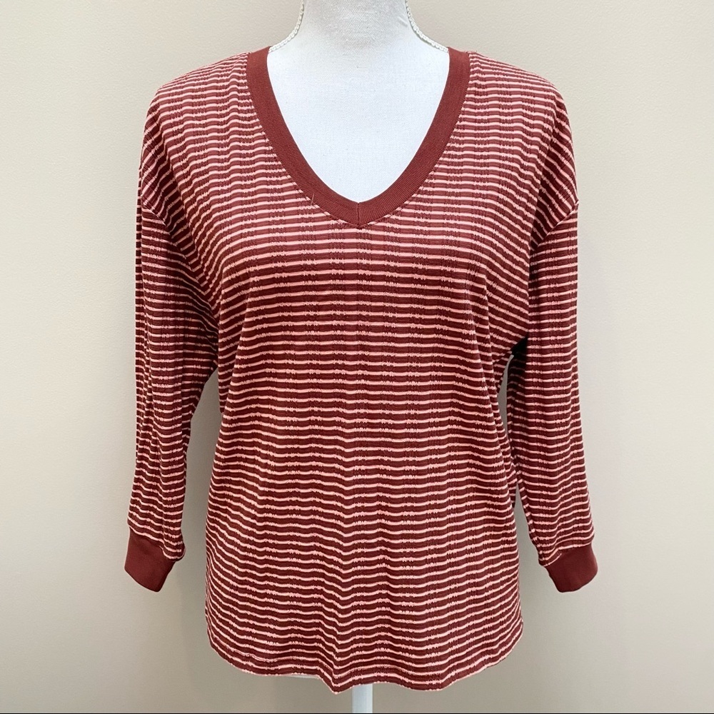 Anthropologie ribbed pink marois Hannah v neck top 70’s 80’s inspired small - Picture 14 of 14